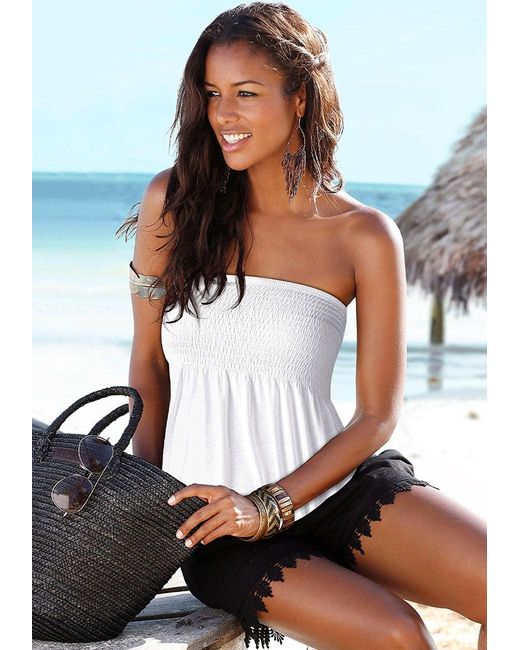 Lascana White Lace Trim Shorts