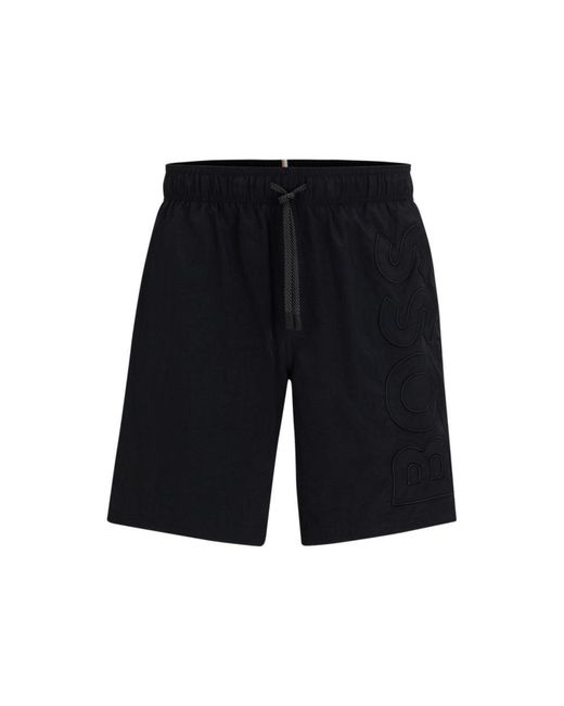 BOSS by HUGO BOSS Swim Shorts With Embroidered Logo in Black for Men Lyst