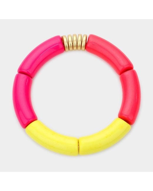Fashnzfab Women's Pink Metal Ring Pointed Resin Stretch Bracelet