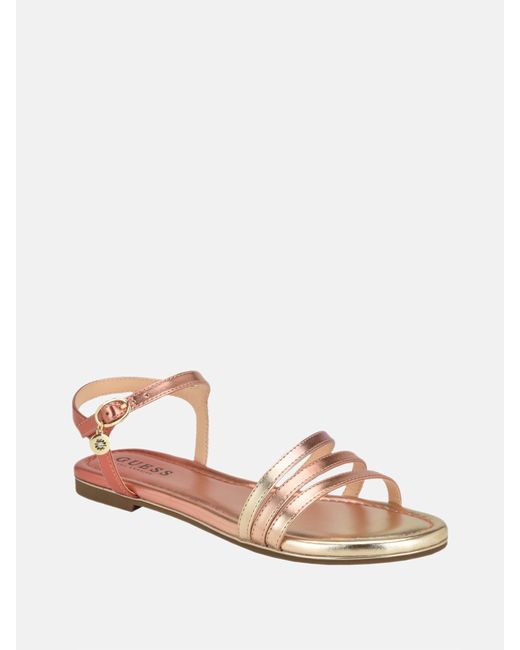 Guess Factory Pink Lyndy Patent Faux-leather Sandals