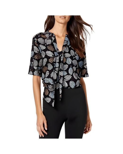Kasper Black Printed Chiffon Blouse