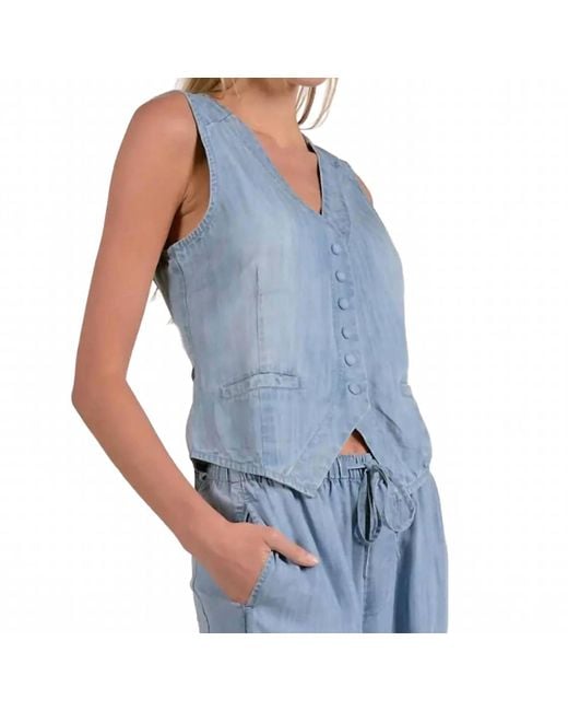 Elan Blue Button Up Vest