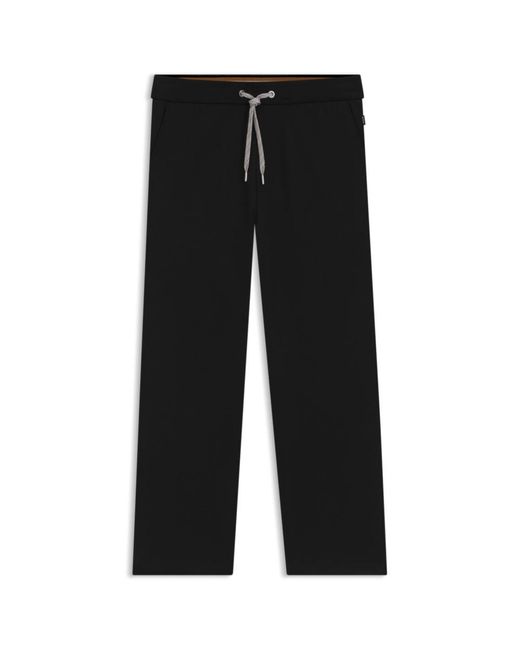 Boss Black Tracksuit Bottoms With Patterned Drawcord for men