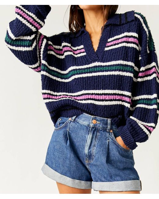 Free People Blue Kennedy Pullover