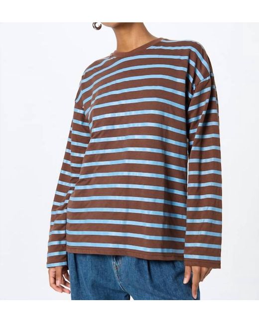 Daisy Street Brown Striped Crew Neck Long Sleeve Top