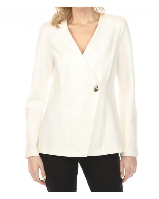 Joseph Ribkoff White Crossover Front V-Neck Jacket