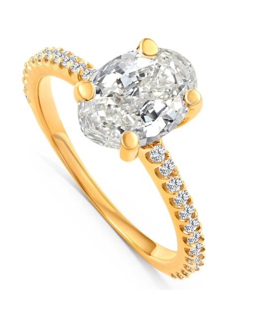 Pompeii3 Metallic Certified 2.33 Ct Oval Diamond Engagement Ring 14k Yellow Gold Lab Grown