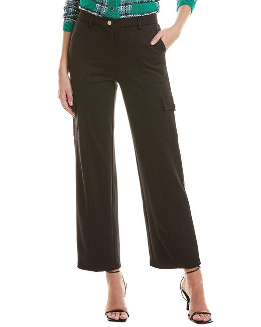 Tahari Black Wide Leg Cargo Pant