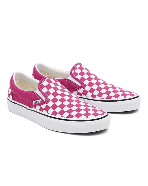 Vans Pink Classic Slip-on Vn000xg8azy Red/true White Checkerboard Shoes Nr599