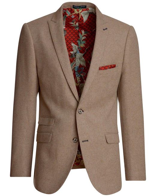 Paisley & Gray Brown Ashton Slim Peak Wool-blend Jacket for men