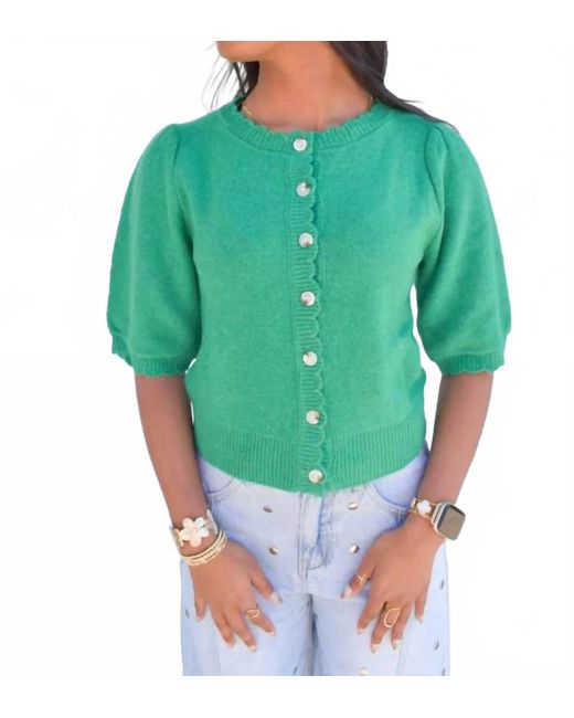TCEC Green Button Front Closure Cardigan