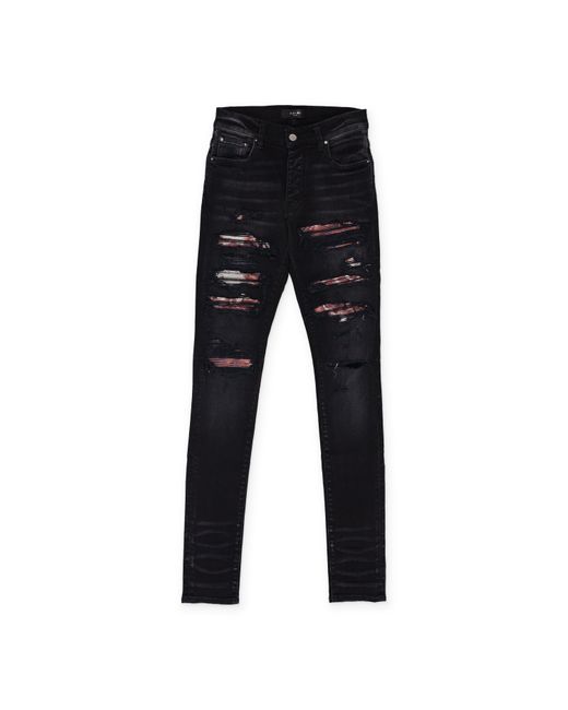 Amiri Black Aged Tie Dye Bandana Thrasher Jeans for men