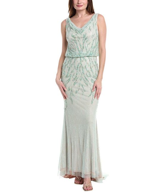 Issue New York Green Beaded Popover Gown