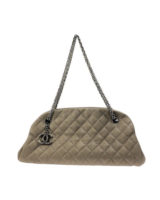 Chanel Mademoiselle Leather Shoulder Bag (pre-owned) in Gray