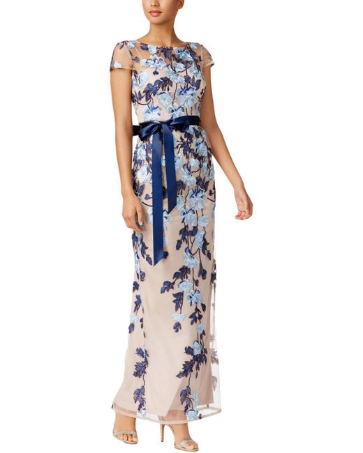 Adrianna Papell Blue Short Sleeves Full-length Special Occasion Dress