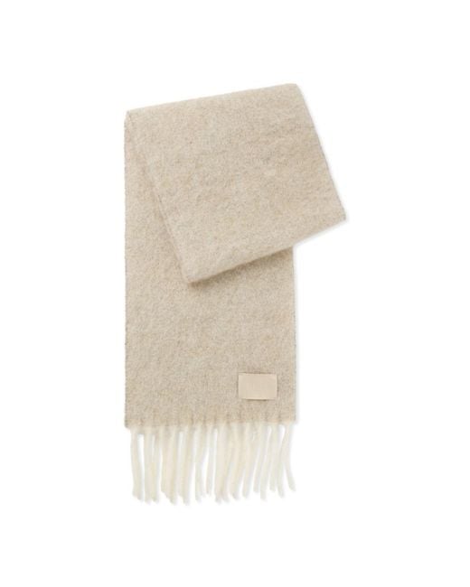 Boss Natural Italian-Made Fringed Scarf With Wool And Alpaca