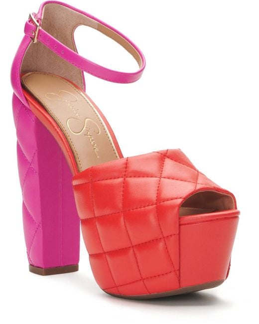 Jessica Simpson Pink Dameka Leather Peep-toe Platform Heels