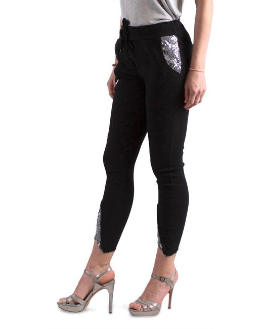 Gigi Moda Black Ricamo Tie-Waist Pants
