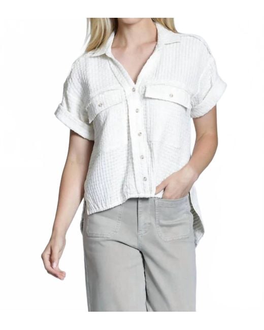 Apny White Breezy Bubble Blouse