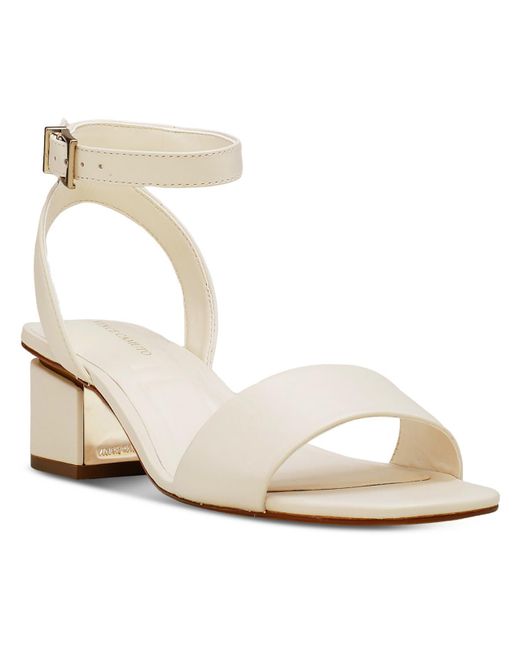 Vince Camuto White Acaylee Leather Ankle Strap Heels