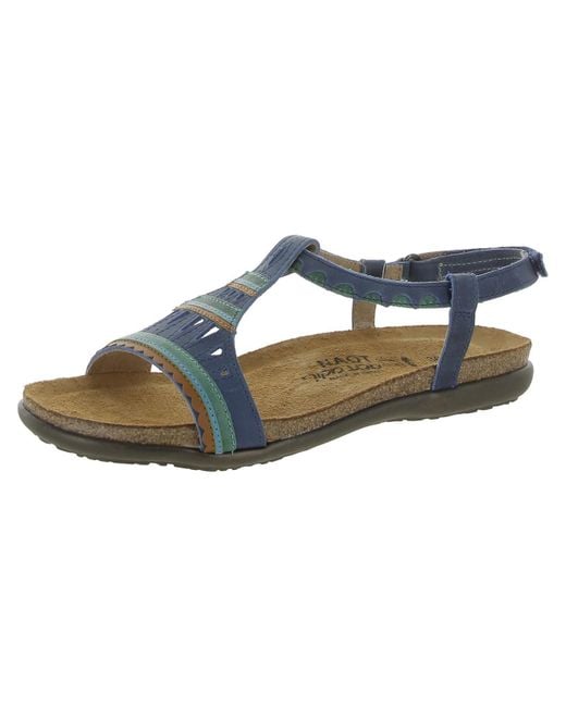 Naot Blue Odelia Nubuck Ankle Strap T-strap Sandals