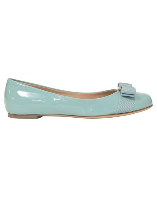 Ferragamo Blue Varina Bow Ballet