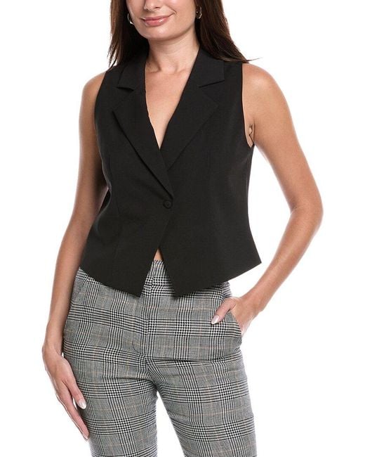Kenneth Cole Black One-button Notch Collar Vest