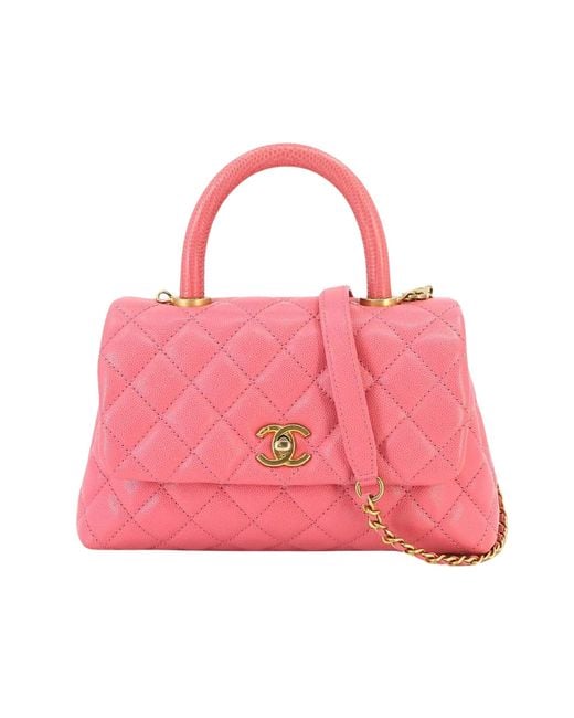 Chanel Pink Coco Handle Leather Shoulder Bag (pre-owned)