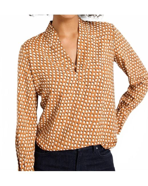 NIC+ZOE Brown Shadow Dot Top