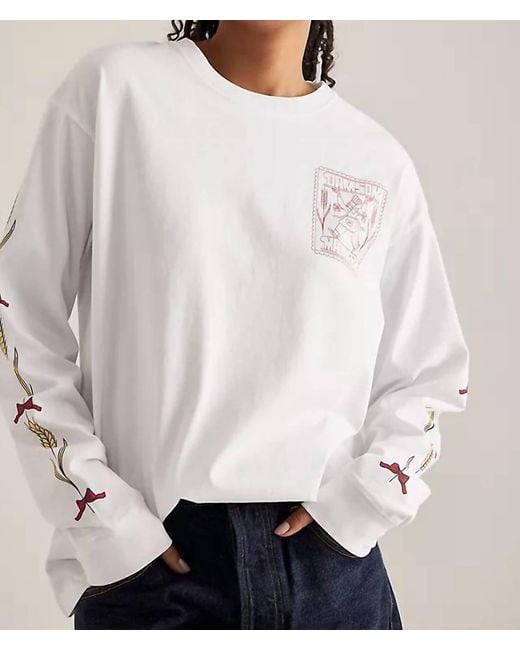 Damson Madder White Fresh Bread Long Sleeve Sweater