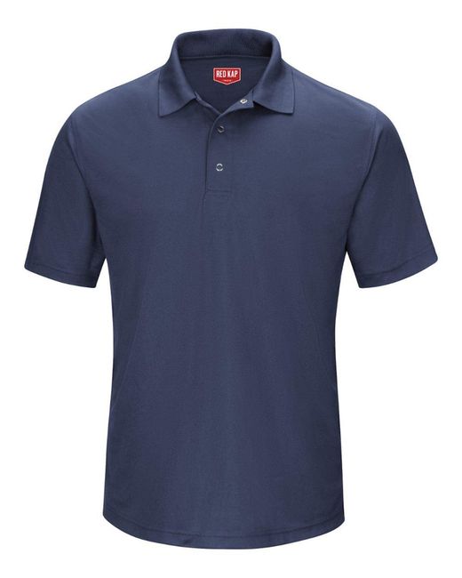 Red Kap Blue Short Sleeve Performance Knit Gripper-Front Polo for men