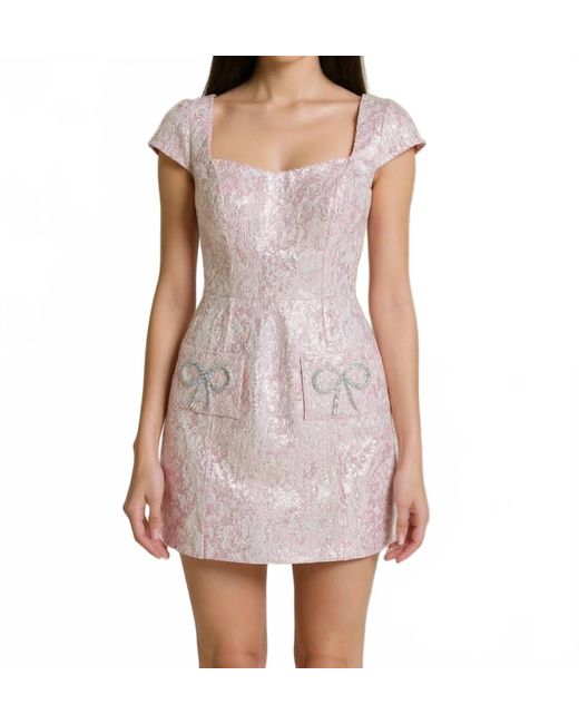 Sherri Hill Women's Purple Fitted Brocade Cocktail Dress