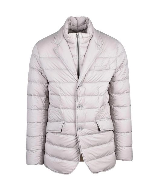 Herno Gray Light Quilted Polyamide Down Jacket for men