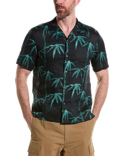 Theory Green Irving Linen Shirt for men