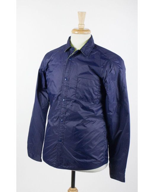 Mauro Grifoni Blue Snap Button Reversible Nylon Jacket W/ Green Lining for men