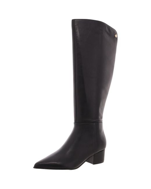 Nine West Black Morgin Pull On Pointed Toe Knee-High Boots