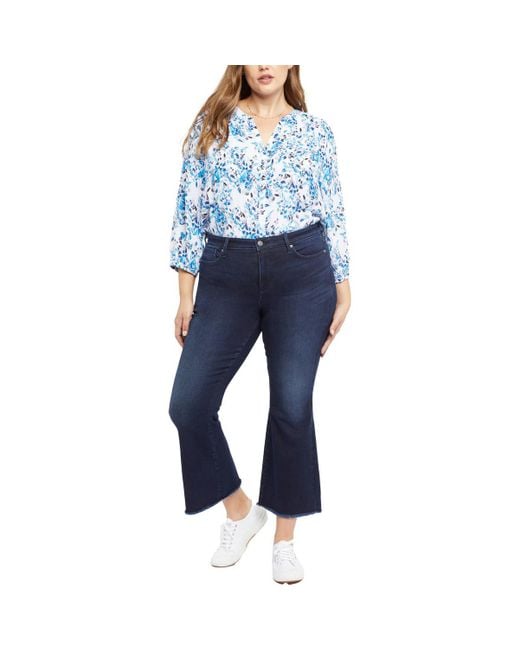NYDJ Blue Plus Ava Daring Frayed Hem Denim Flared Jeans