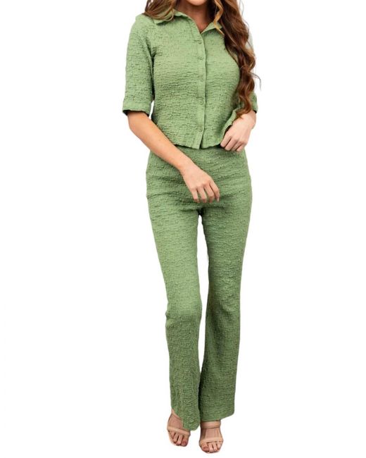 She + Sky Green Textured Knit Pants