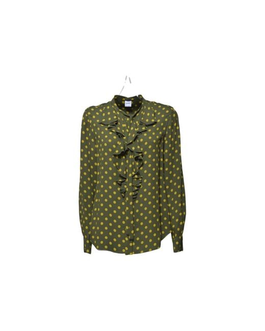 Aspesi Green Crepe Blouse With Ruffles