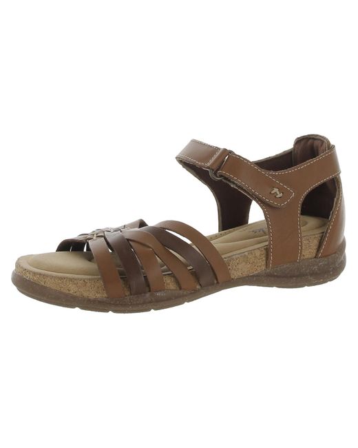 Clarks Brown Roseville Cove Leather Flat Strappy Sandals