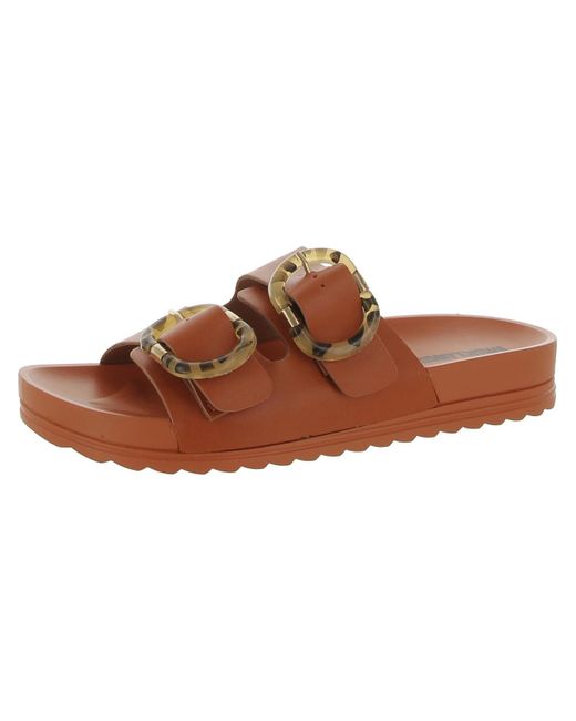 Muk Luks Brown Cayman Faux Leather Slip-on Slide Sandals