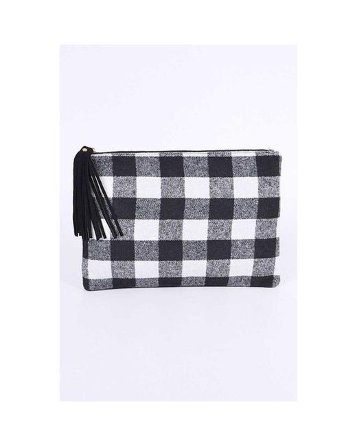 Fashnzfab White Buffalo Check Large Envelope Clutch