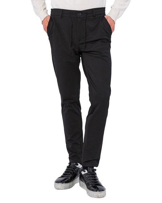 Ron Tomson Black Fitted Casual Everyday Pant for men