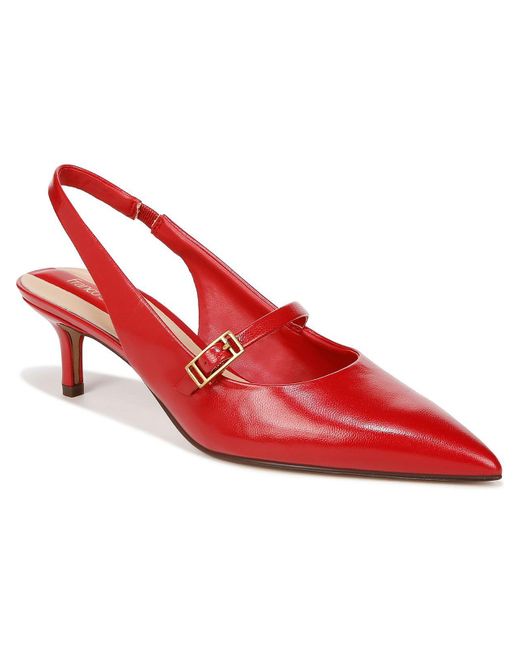 Franco Sarto Red Khloe Leather Pointed Toe Slingback Heels