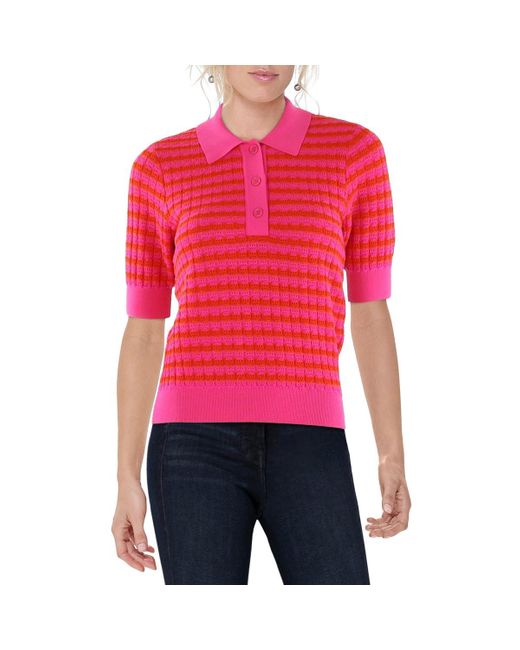 Essentiel Antwerp Red Buttons Collar Polo Top