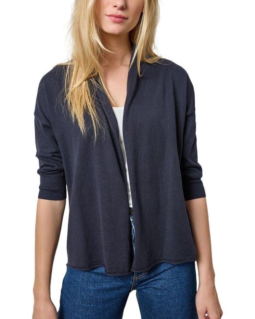Lilla P Blue Easy Open Linen-Blend Cardigan