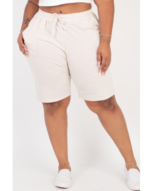 TRUEDAMES Natural Plus Size French Terry Bermuda Shorts