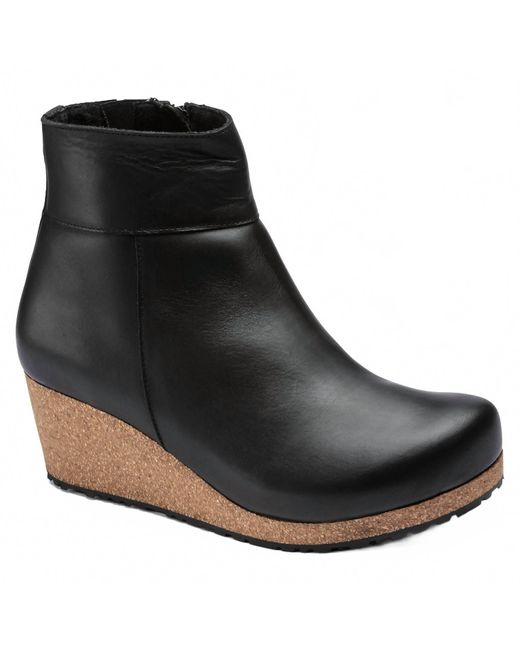 Birkenstock Black Ebba Leather Wedge Ankle Boots