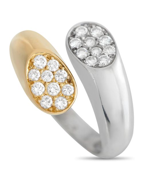 Chaumet Metallic 18k Yellow And Gold 0.30ct Diamond Split Bypass Ring Ch06-120523