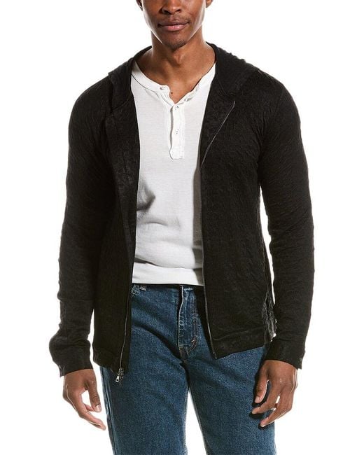 John Varvatos Black Shubert Regular Fit Zip Front Hoodie for men